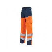 Pantalon de travail haute visibilité orange hivi et bleu marine pupil