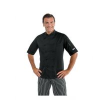 Veste de cuisine noire à manches courtes, coupe Slim