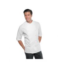 Veste blanche chef cuisine à manches courtes - MyLookPro