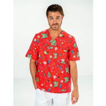 Casaque puériculture Homme manches courtes rouge motifs JULES - MyLookPro