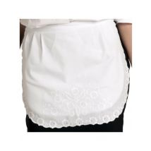 Tablier de serveuse deux poches cachées, dentelle blanche