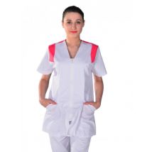 Tunique médicale Femme blanche et rose Clinic Look - MyLookPro