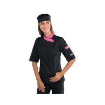 Veste de cuisine Femme manches courtes noire et rose - MyLookPro