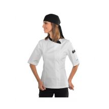 Veste cuisine Femme blanche et noire 100% coton - MyLookPro
