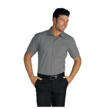 Chemise Homme Cartagena slim stretch Manches Courtes Gris - MyLookPro