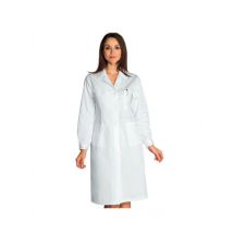 Blouse Médicale Blanche Femme Manches Longues 100% Coton Satiné - MyLookPro