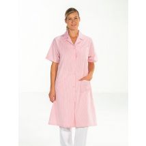 Blouse agent entretien manches courtes rayé rose MADONA