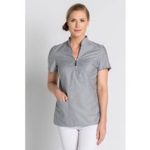 Tunique esthéticienne mode manches courtes col mao gris - MyLookPro