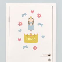 My Nametags Door Sticker - Brown Hair Princess