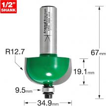 Trend CRAFTPRO Radius Bearing Guided Router Cutter 34.9mm 19.1mm 1/2"
