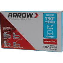 Arrow T50 Stainless Steel Staples 8mm Pack of 1000