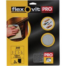 Flexovit Silicon Carbide Finishing Sandpaper Fine Pack of 3