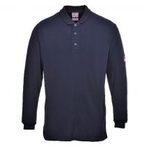 Modaflame Mens Flame Resistant Antistatic Long Sleeve Polo Shirt Navy 3XL