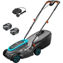 Gardena POWERMAX 32 P4A 18v Cordless Rotary Lawnmower 320mm 2 x 4ah Li-ion Battery Charger