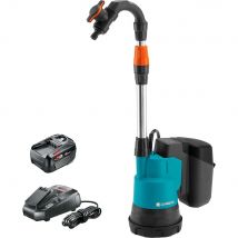 Gardena 2000/2 P4A 18v Cordless Rainwater Submersible Water Butt Tank Pump 1 x 4ah Li-ion Battery Charger