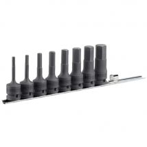 Facom 8 Piece 1/2" Drive Long Reach Impact Hexagon Socket Bit Set Metric 1/2"