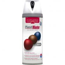 Plastikote Premium Satin Aerosol Spray Paint White 400ml