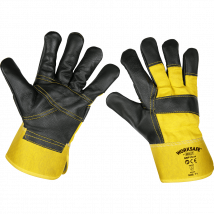 Sealey SSP13 Riggers Gloves Hide Palm Black / Yellow One Size