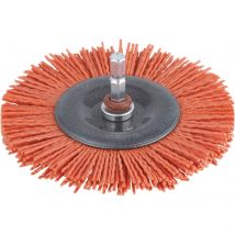 Wolfcraft Abrasive Nylon Bristle Wheel Brush 100mm 6.35mm Shank