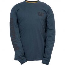 Caterpillar Mens Trademark Banner Long Sleeve T Shirt Marine 2XL
