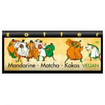 Bitterschokolade mit Mandarine, Grüntee & Kokosnougat, handgeschöpft