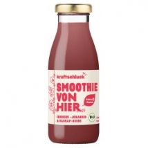 Smoothie mit Erdbeere, Johannisbeere & Haskapbeere