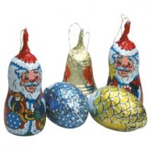 Schoko-Christbaumschmuck in Stanniolpapier