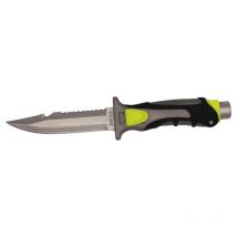 Imersion Skwal – Poignard Chasse Sous‐Marine 15 cm Lame Inox 304 Dentelée Coupe‐Fil, Gaine & Sangle, Jaune