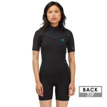 Shorty femme billabong synergy 2/2 backzip manches courtes noir