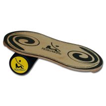 Balance board RollerBone 1.0 Pro Set – Planche bois 74×41,5 cm + rouleau PVC Ø15,4×46 cm – Entraînement équilibre surf & skate
