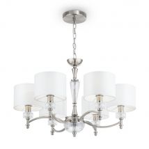 Alicante Chandelier Nickel with Faric Shades, 6 Light, E14