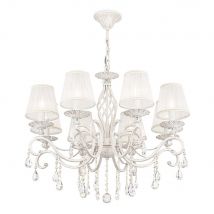 Grace Chandelier White with Gold & Crystal, with Shades, 8 Light, E14