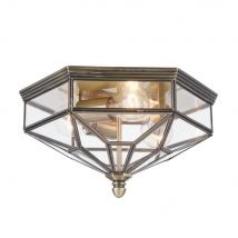 Zeil Flush Ceiling Lamp Bronze, 3 Light IP43, E27