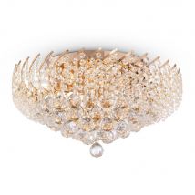 Karolina Semi Flush Ceiling Lamp Gold & Crystal, 9 Light, E14