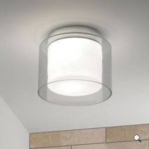 Arezzo 1 Light Bathroom Ceiling Light Clear Glass, Opal IP44, E27