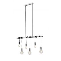 Admiral Bar Cable 6 Light Ceiling Pendant, Chrome, Black, E27