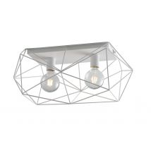 Abraxas Globe Cage Semi Flush Ceiling Light, White, E27