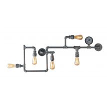 Amarcord Pipe Effect Mutli Arm Flush Ceiling Lamp, Zinc, E27