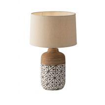 Vietri Ceramic Table Lamp With Fabric Shade, Brown, Ivory, Beige, E27
