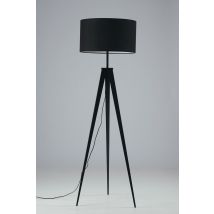 Ibis Tripod Floor Lamp With Fabric Shade, Black, E27