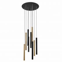 Varas Pendant Light Cluster Drop, Glossy Gold, Matt Black
