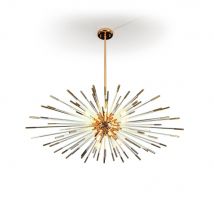 Evasian Pendant Light Spherical, Shiny Gold -Amber, 9x G9