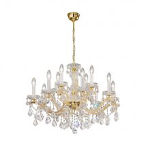 Maria Classic Crystal 12 Arm Chandelier Polished Gold, 12x E14