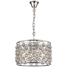 Spring 4 Light Small Ceiling Pendant Chrome, Clear with Crystals, E14
