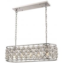 Spring 5 Light Oval Ceiling Pendant Chrome, Clear with Crystals, E14
