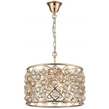 Spring 4 Light Small Ceiling Pendant Gold, Clear with Crystals, E14