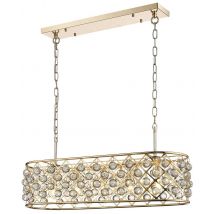 Spring 5 Light Oval Ceiling Pendant Gold, Clear with Crystals, E14