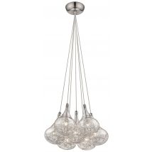Spring 7 Light Ceiling Pendant Chrome Glass Seven, G4 Bulb