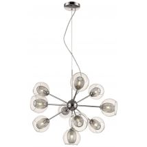 Spring 10 Light Multi Arm Ceiling Pendant Mesh Chrome, Clear, G9
