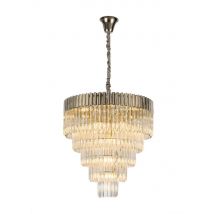 Poland Pendant Round 5 Tier 19 Light E14, Polished Nickel, Clear Glass, Item Weight: 30.2kg